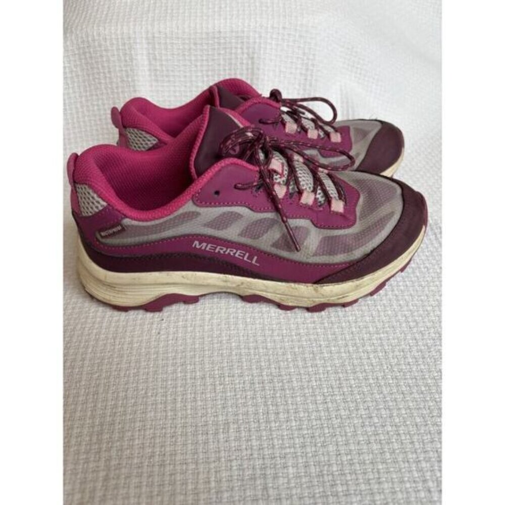 Merrell Moab Speed Low Waterproof Shoes Sz 5 M Girls Kids Hiking Sneaker Pink